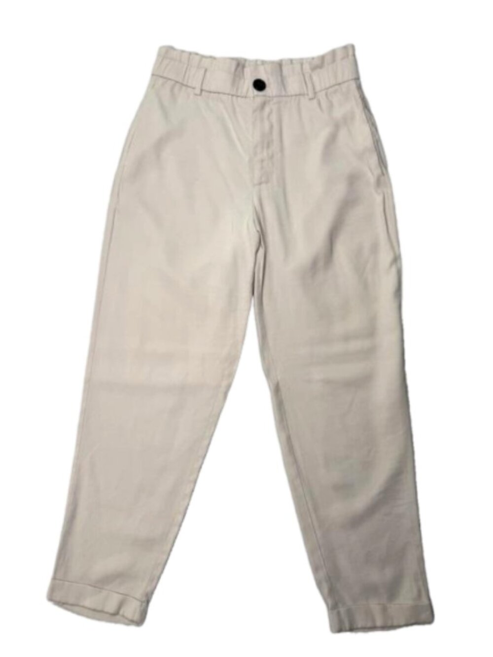 2/$30 Zara Cream Elastic Waistband Zip Up Trousers Size M #2453